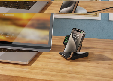 Logo trade corporate gift photo of: Urban Vitamin Arcadia RCS rplastic 15W 3in1 magnetic charger