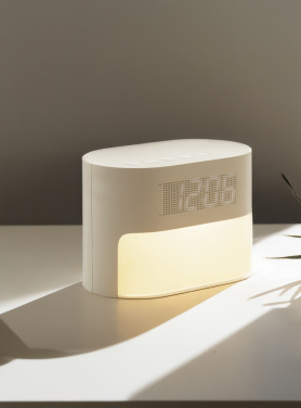 Logotrade promotional product image of: LumaRise RCS reycled plastic white noise alarm clock
