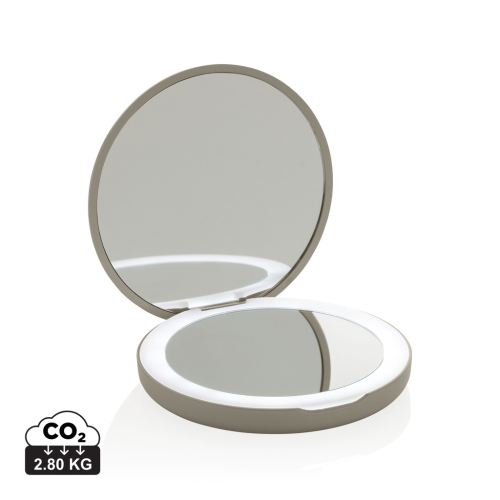 Logo trade promotional merchandise picture of: Lumora RCS recycled plastic LED re-chargeable make-up mirror