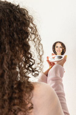 Logotrade business gift image of: Lumora RCS recycled plastic LED re-chargeable make-up mirror