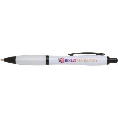 Logotrade promotional giveaway image of: Nash recycled plastic ballpoint pen with black trims (black ink)