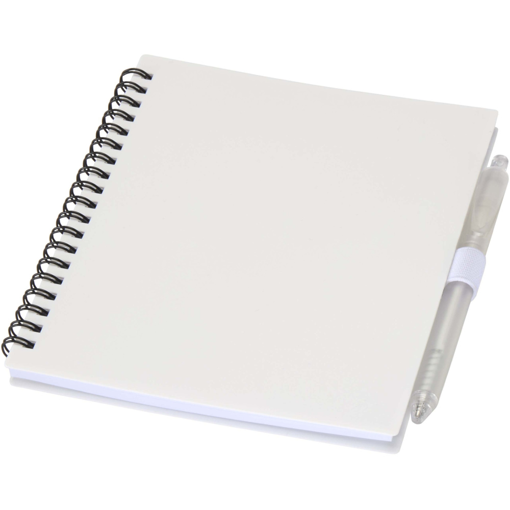 Logotrade promotional gift picture of: Niove recycled plastic soft cover notebook and ballpoint pen set (blue ink)