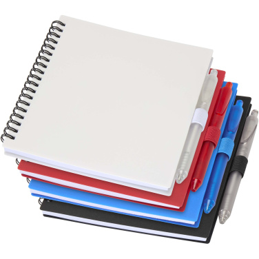 Logotrade promotional item picture of: Niove recycled plastic soft cover notebook and ballpoint pen set (blue ink)