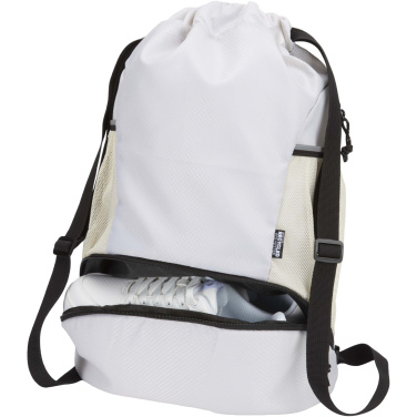 Logo trade corporate gift photo of: Nomad GRS recycled sports drawstring bag with bottom compartment 18L