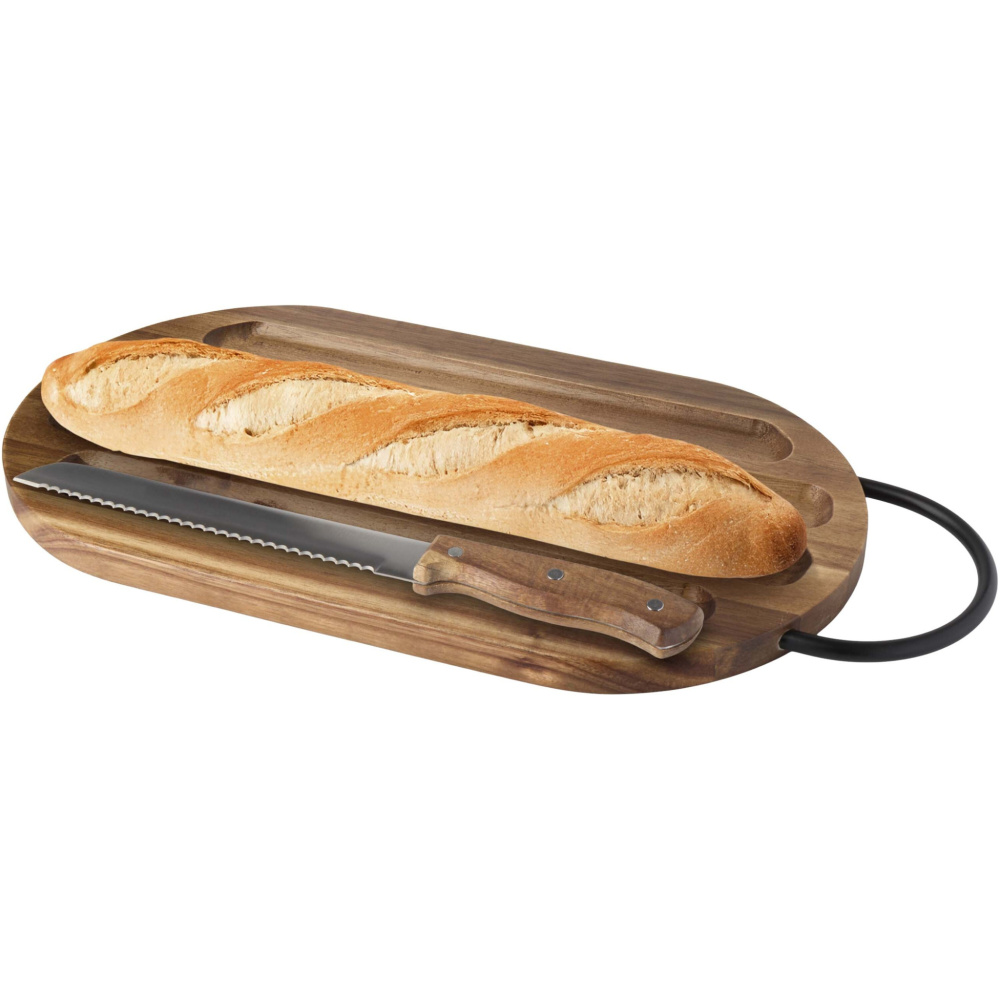 Logotrade business gifts photo of: Prestige acacia wood chopping board with bread knife