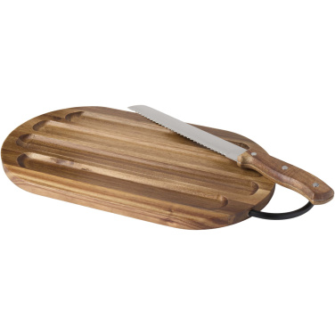Logotrade business gift image of: Prestige acacia wood chopping board with bread knife