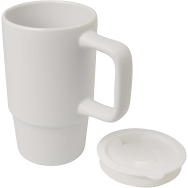 Logo trade promotional items picture of: Carter 450 ml ceramic mug with plastic lid