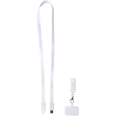 Logo trade corporate gifts picture of: Franz recycled plastic smartphone lanyard with built-in data sync and 65W fast charge 5-in-1 cable
