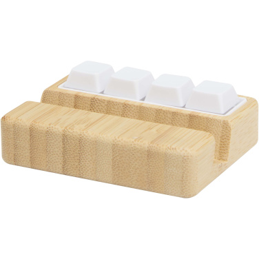 Logotrade promotional item image of: Algol recycled plastic phone stand and fidget toy with bamboo details