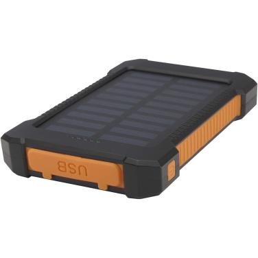 Logo trade promotional merchandise photo of: Altair 5000 mAh 10W recycled plastic rugged solar power bank with built-in torch