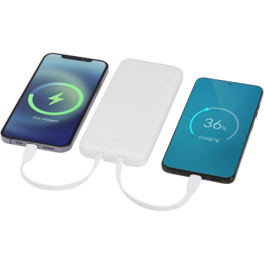 Logotrade advertising product image of: Adhil 10.000 mAh 10W recycled plastic power bank with 2 built-in cables