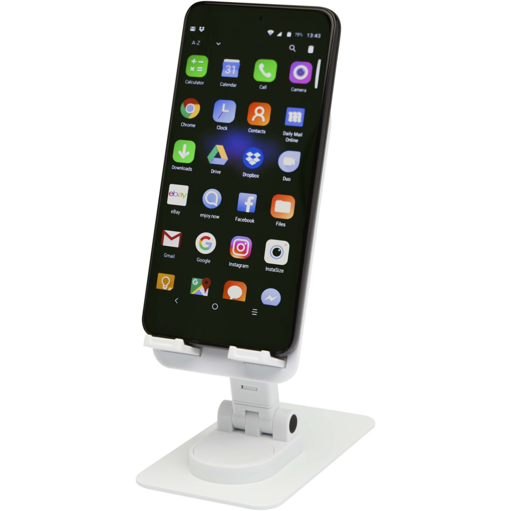 Logo trade promotional gifts image of: Alhena recycled plastic foldeable phone holder with metal desk stand