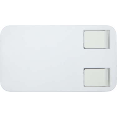 Logo trade corporate gifts image of: Alhena recycled plastic foldeable phone holder with metal desk stand