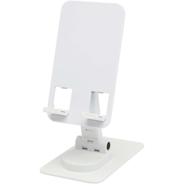 Logo trade promotional merchandise picture of: Alhena recycled plastic foldeable phone holder with metal desk stand