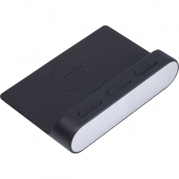 Logo trade promotional gifts image of: Alarm Clock and Wireless Charger ADELAIDE