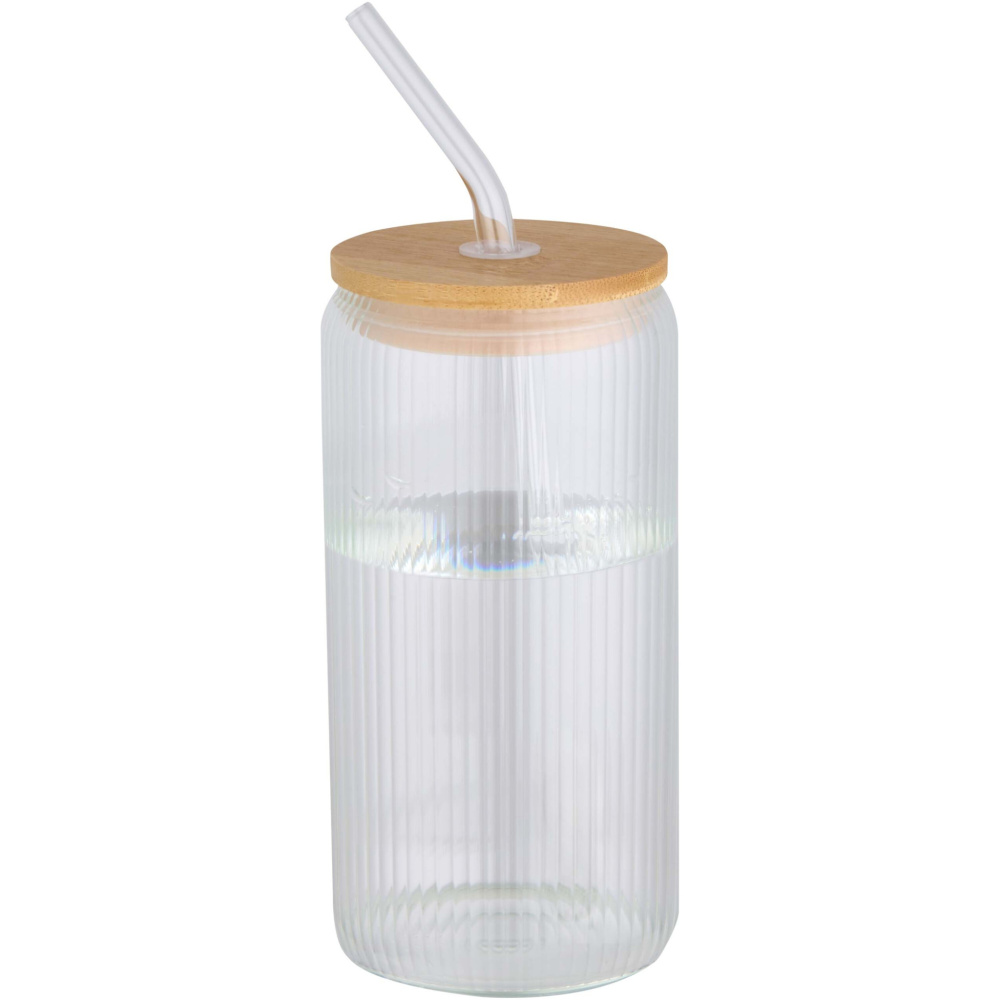 Logo trade promotional items picture of: Mirage 500 ml single-walled borosilicate glass jar with bamboo lid