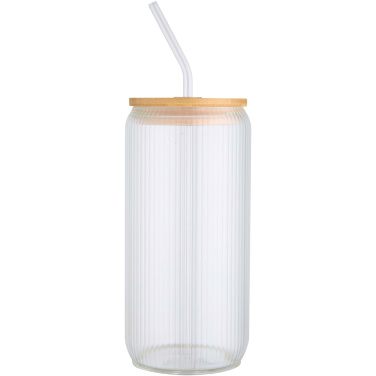 Logo trade corporate gifts picture of: Mirage 500 ml single-walled borosilicate glass jar with bamboo lid
