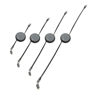 Logo trade promotional giveaway photo of: Terra RCS recycled aluminium retractable 240W 2-in-1 cable