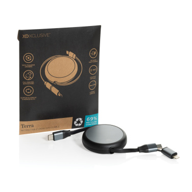 Logotrade promotional giveaway image of: Terra RCS recycled aluminium retractable 240W 2-in-1 cable