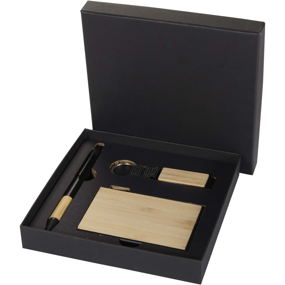 Logotrade promotional item picture of: Minka RCS recycled aluminium ballpoint pen, keychain and RFID card holder gift set