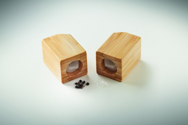 Logo trade promotional giveaways picture of: Bamboo salt & pepper set