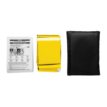 Logo trade promotional products image of: Solra emergency blanket in RCS recycled RPET pouch