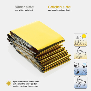 Logotrade advertising product image of: Solra emergency blanket in RCS recycled RPET pouch