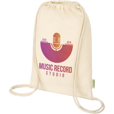 Logo trade promotional merchandise picture of: Odisha 100 g/m² OCS organic drawstring bag 5L