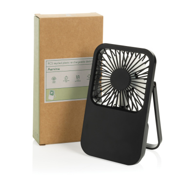 Logo trade promotional giveaways image of: Aervina RCS recycled plastic re-chargeable desk fan