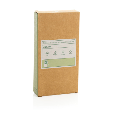 Logo trade advertising products picture of: Aervina RCS recycled plastic re-chargeable desk fan