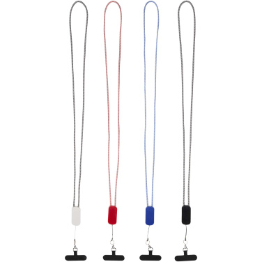 Logotrade advertising product picture of: Anser recycled plastic smartphone lanyard with 27W 5-in-1 built-in cable