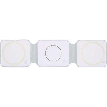 Logo trade promotional products image of: Armus 3-in-1 15W recycled plastic foldable wireless charger
