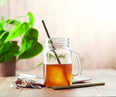 Logo trade firmakingituse pilt: Bambusest joogikõrs koos puhastuspintsliga kotis