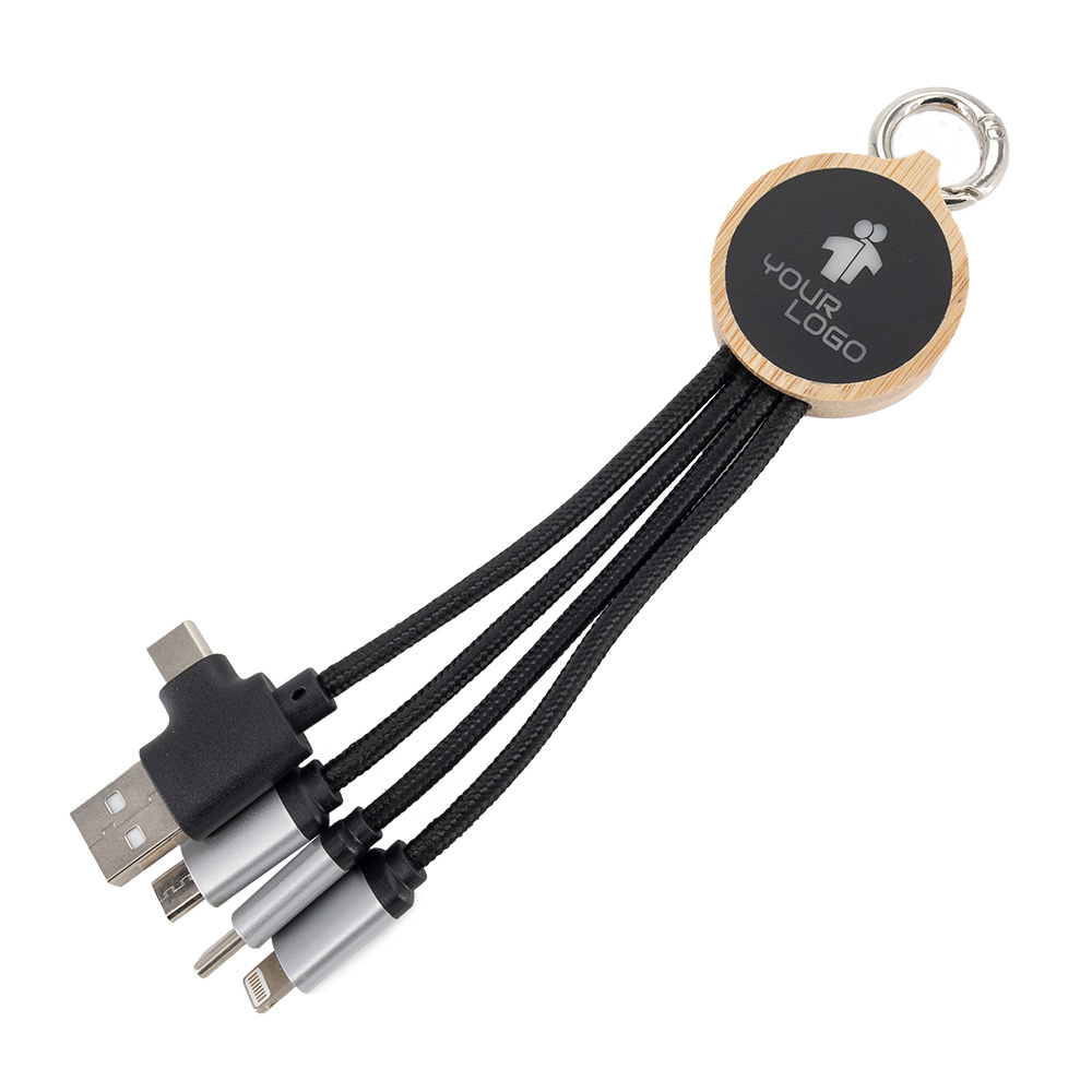 Logotrade ärikingituse foto: 4-ühes kaabel valgustatud logoga puidust korpuses, LH-ZMU05