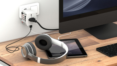 Logotrade reklaamkingituse foto: SKROSS World Travel Adapter MUV 2-pooluseline USB A ja C-ga