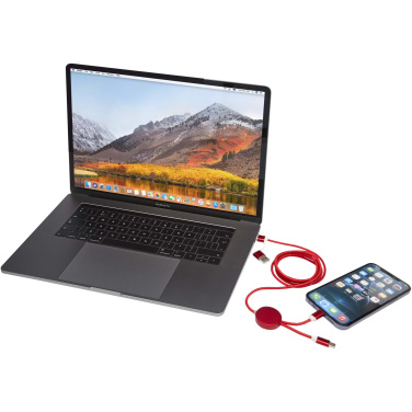 Logo trade firmakingi pilt: Punane Alasia 5-in-1 taaskasutatud alumiiniumist ja plastikust 150 cm kiirlaadimiskaabel