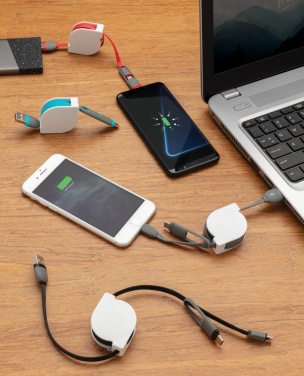 Logo trade liikelahja kuva: Sisäänvedettävä 3-in-1-johto