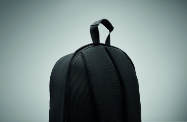 Logotrade mainoslahja tuotekuva: 15 tuuman kannettava reppu kierrätetystä esikulutetusta puuvillasta ja kierrätetystä polyesteristä mukautettavalla painatuksella