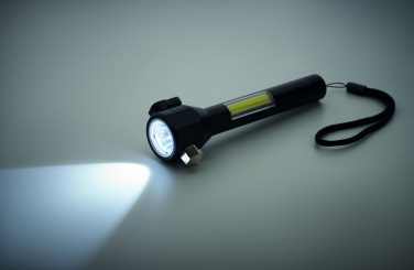 Logo trade liikelahja kuva: 3 in 1 alumiininen taskulamppu hätä vasaralla ja turvavyöleikkurilla mukautettavalla painatuksella