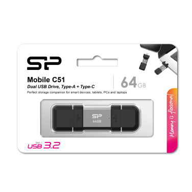 Logotrade liikelahja tuotekuva: Pendrive Silicon Power Mobile - C51 3.2, 64 Gt