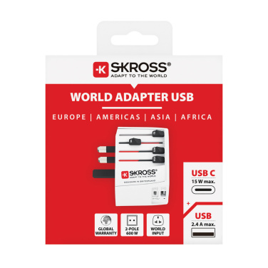 Logotrade liikelahja mainoslahja kuva: SKROSS World Travel MUV 2-napainen USB A ja C adapteri