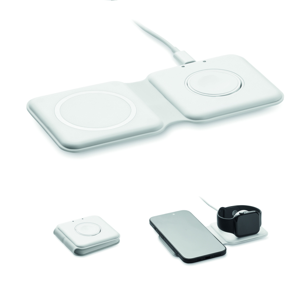 Logo trade liikelahjat tuotekuva: 2 in 1 taitettava laturi 15W