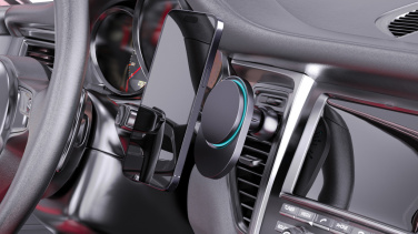 Logotrade firminės dovanos nuotrauka: „PowerCruze RCS“ plastikinis 15 W magnetinis automobilio laikiklis su įkrovimu