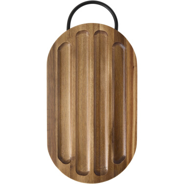 Logotrade ziemassvētku dāvanas foto: Prestiža akācijas koka griešanas dēlītis ar maizes nazi