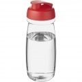H2O Active® Pulse 600 ml sportflaska med uppfällbart lock, Transparent / Röd